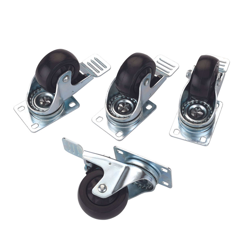 3" Caster Set - Double Locking/Swiveling with 4 Hole Mounting Plate - 4 Pack